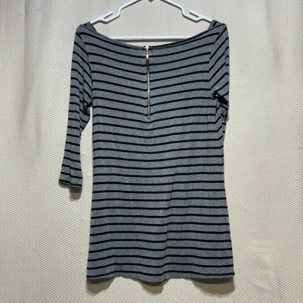 Ella Moss Gray Black Striped 3/4 Sleeve Top Size S Relaxed Fit Soft Knit - Picture 10 of 10